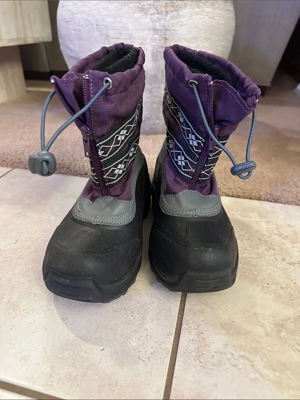 Purple Lands End Winter Snow Boots for Kids - Waterproof Outdoor Boots